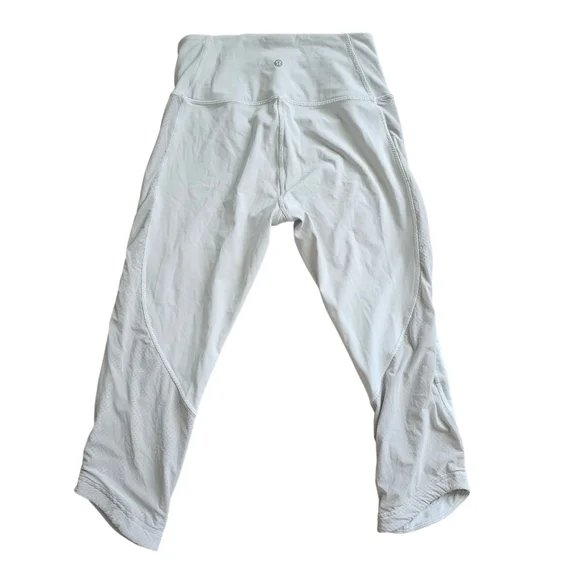 Lululemon High Rise Women's White Cropped Athletic Workout Leggings Size 8 - Picture 2 of 4